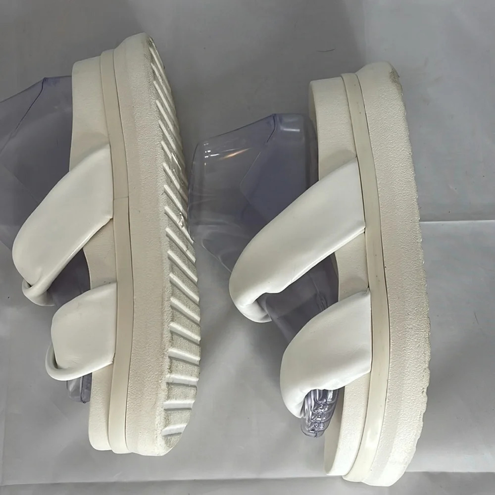 SHEIN Platform Padded Chunky Slides White Faux Leather Twist Strap Sandals 9 - Picture 5 of 10